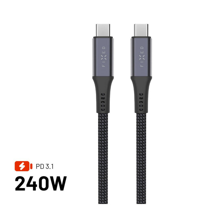 Fixed Braided Cable Usb-C Usb-C, 2m, Usb4 Gen2 20gbps, 4k 60hz, 240w, Gray