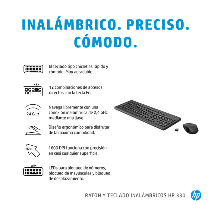 EAN 197029648853 - HP 300 Wireless Mouse and Keyboard Combination teclado Ratón incluido Universal RF inalámbrico Negro imagen 6