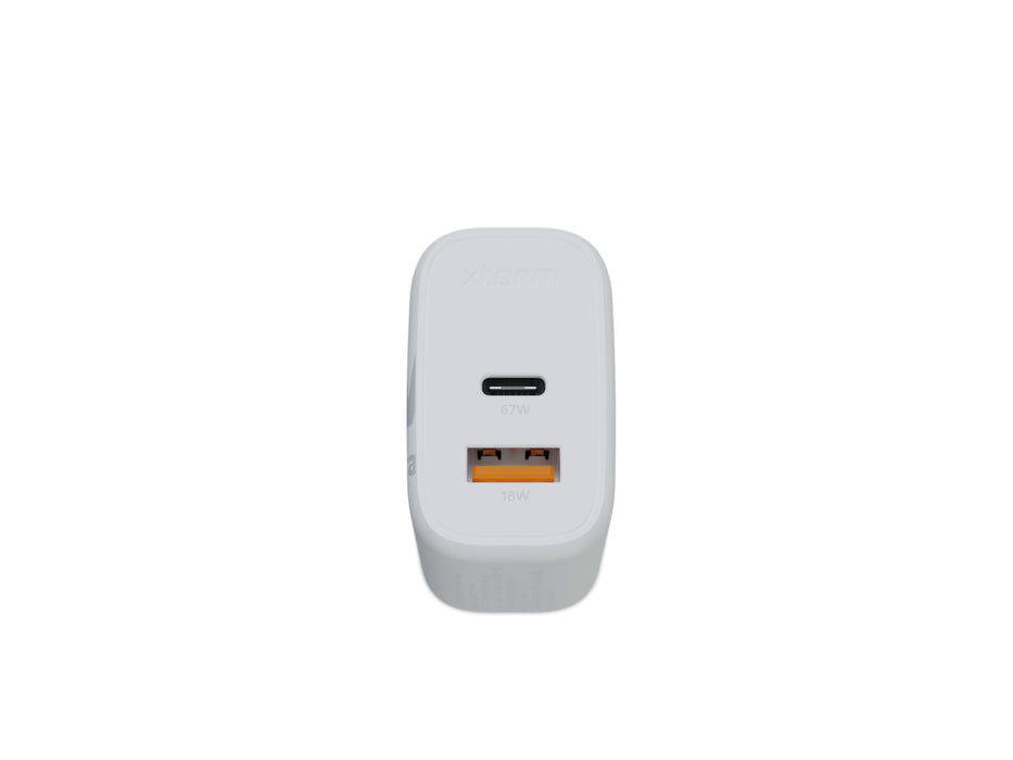 Cargador Usb De Viaje/Pared 67w Gan2 Ultra Wall Type-C/Usb 3.0 Blanco Xtorm Hasta 67w/ 1xusb-C, 1xusb-A