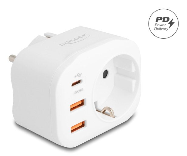 Delock Schutzkontakt-Steckdose Con Kindersicherung Y Usb Pd Ladegerät 20 W
