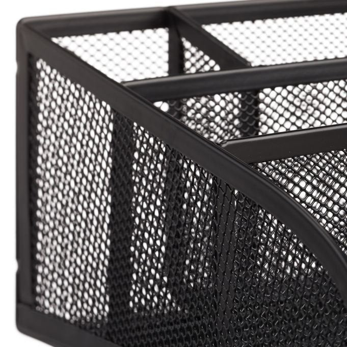 Relaxdays Escritorio-Organizer 5 Compartimentos, Metal Negro