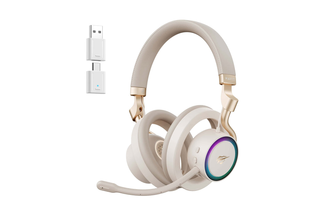Auriculares  Havit Fuxi-H8 Con Cable/Inalámbricos Para Juegos (Dorados)