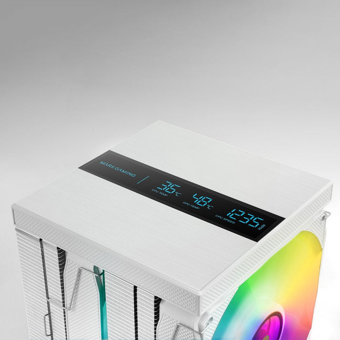 Refrigeración Cpu  A-Rgb Mcpu-Lcd Pro Blanco Mars Gaming Lcd / 120 Mm Argb / 6 Heatpipes / Tdp 300w / Intel & Amd