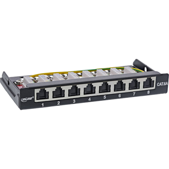Inline® Patch Panel Cat.6a 0.5u 8-Port, For Table/Wall/Rail, With Dust Projoection, Negro