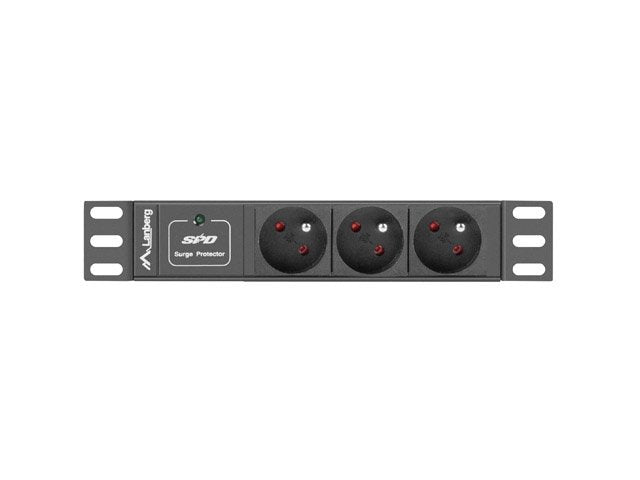 EAN 5901969416800 - Lanberg PDU-03E-0200-BK unidad de distribución de energía (PDU) 3 salidas AC 1U Negro imagen 4