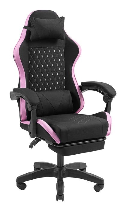 Silla Gamer Mars Gaming Mgcxfgrbl Negra Y Rosa Reclinable Reposabrazos Ajustable Reposapies Cojines