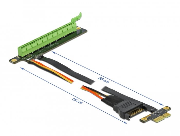 Delock Riser Karte Pci Express X1 Zu X16 Mit Flexiblem Cable 80 Cm