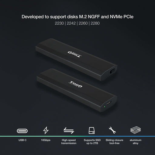 EAN 8433281011427 - TooQ Shura Caja externa para unidad de estado sólido (SSD) Negro M.2 imagen 2