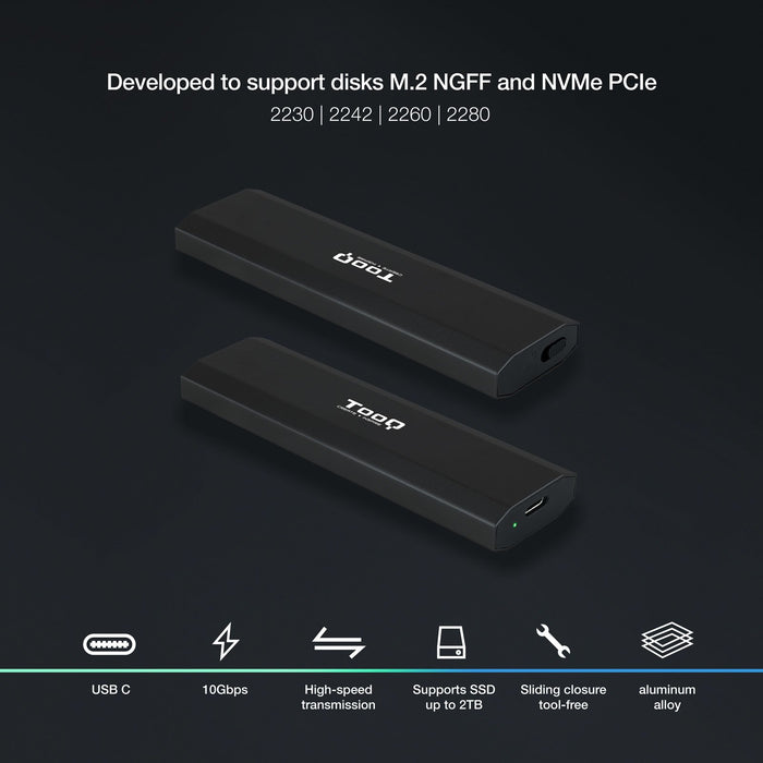 EAN 8433281011427 - TooQ Shura Caja externa para unidad de estado sólido (SSD) Negro M.2 imagen 2