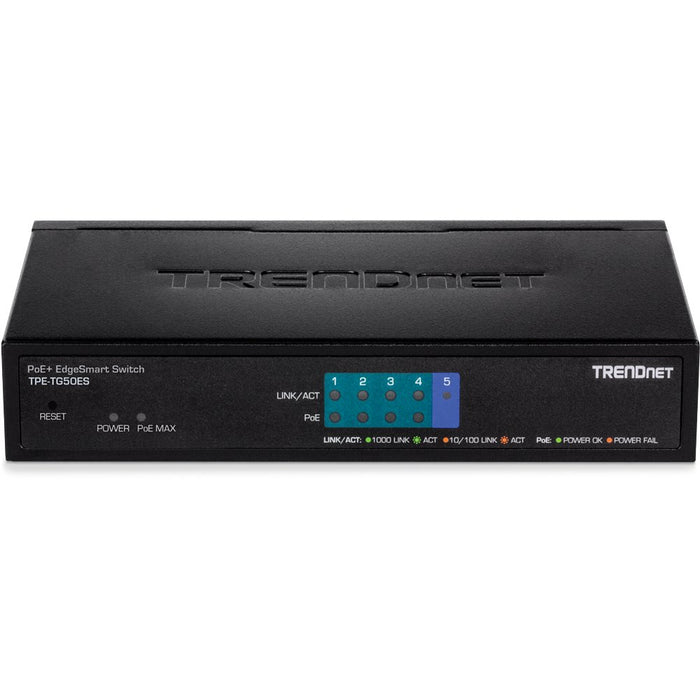 EAN 0710931161267 - Trendnet TPE-TG50ES switch Gestionado Gigabit Ethernet (10/100/1000) Energía sobre Ethernet (PoE) Negro imagen 1