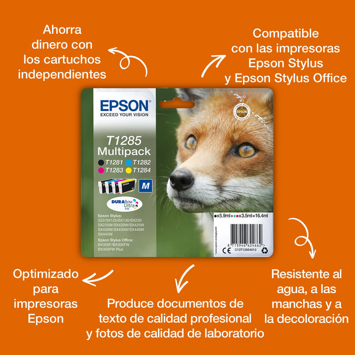 EAN 4058154160329 - Epson Fox T1285 cartucho de tinta 1 pieza(s) Original Negro, Cian, Magenta, Amarillo imagen 3