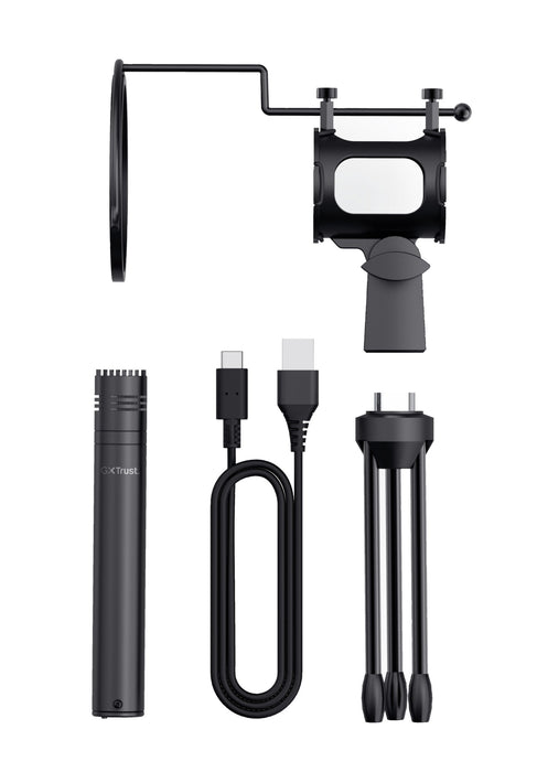Microfono Trust Gxt 241 Velisca - Patron Cardiode -  Incluye Tripode Y Filtro Rejilla - Mute En Parte Trasera  - Usb  24182