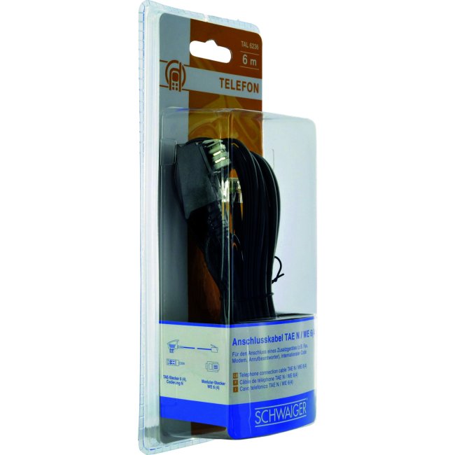 EAN 4004005504279 - Schwaiger 6.0m RJ-11 - TAE-N 6 m Negro imagen 4