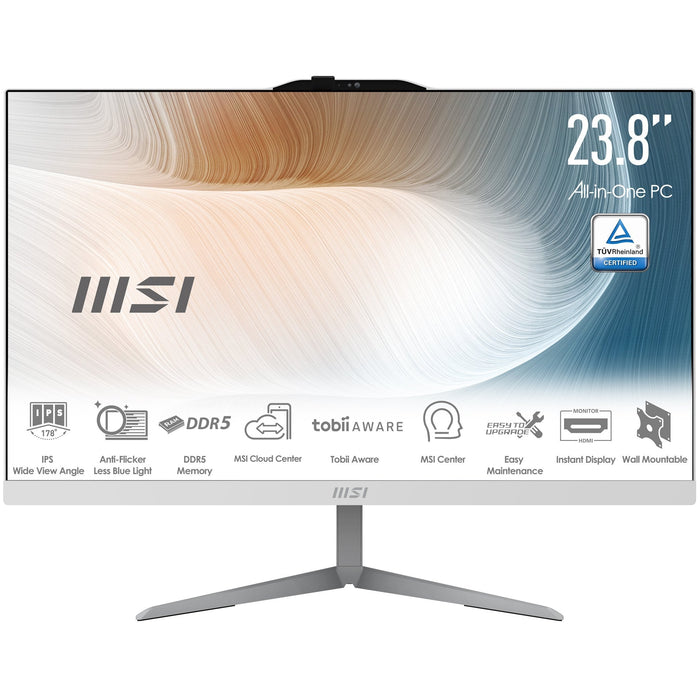 Msi Modern Am242 1m-2222eu Intel Core 3 100u 60,5 Cm (23.8) 1920 X 1080 Pixels Pc All-In-One 8 Go Ddr5-Sdram 512 Go Ssd Windows 11 Pro Wi-Fi 6e (802.11ax) Negro