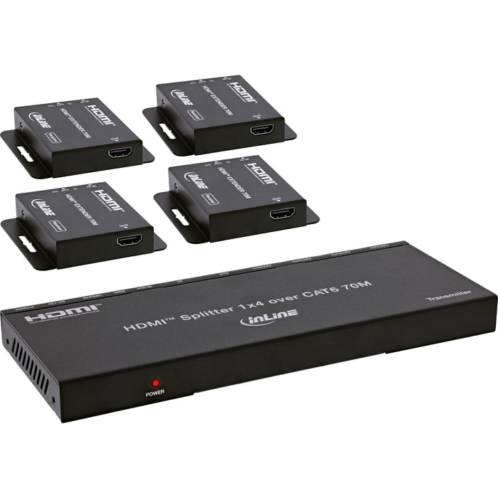Video Splitter/Extender,1x4, Cat.6, Hdmi 4k/30hz, Kit Con 4 Receptores Inline