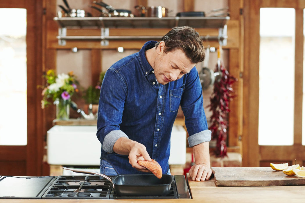 Tefal Jamie Oliver Cook'S Classics E2454144 - Sartén Antiadherente, Apta Para Horno, Inducción, Mango Remachado, Aluminio Anodizado Duro, Negro, 27 X 23 Cm