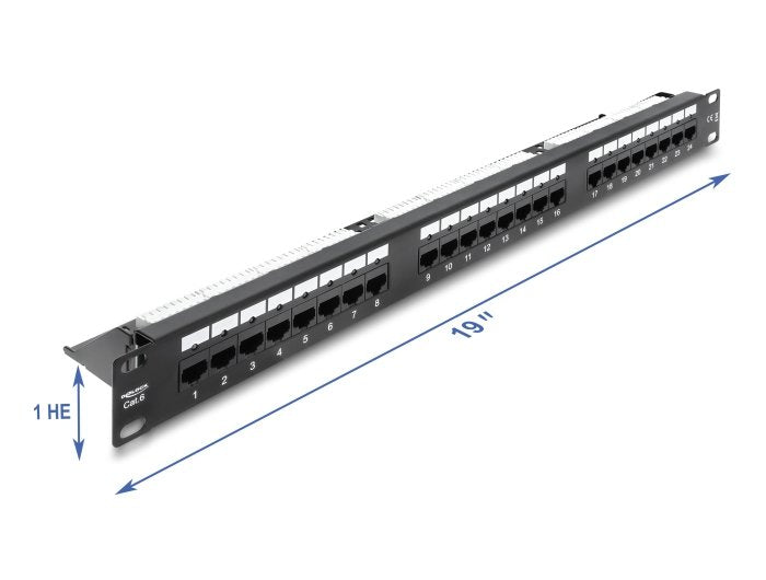 Delock 19 1he Patchpanel 24port Cat.6, Led Negro