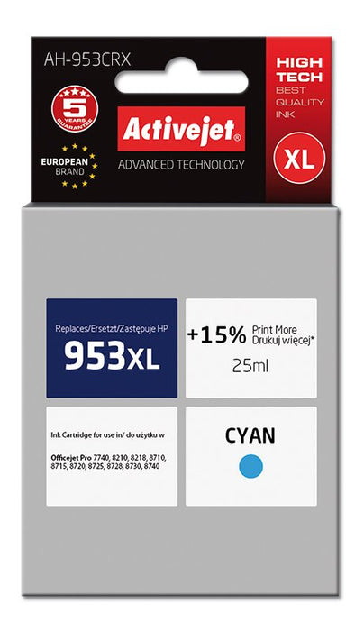EAN 5901443107460 - Activejet AH-953CRX cartucho de tinta 1 pieza(s) Compatible Alto rendimiento (XL) Cian imagen 1