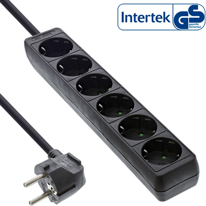 Inline Regleta 6 Tomas 6x Tipo F 5m Cable Negro