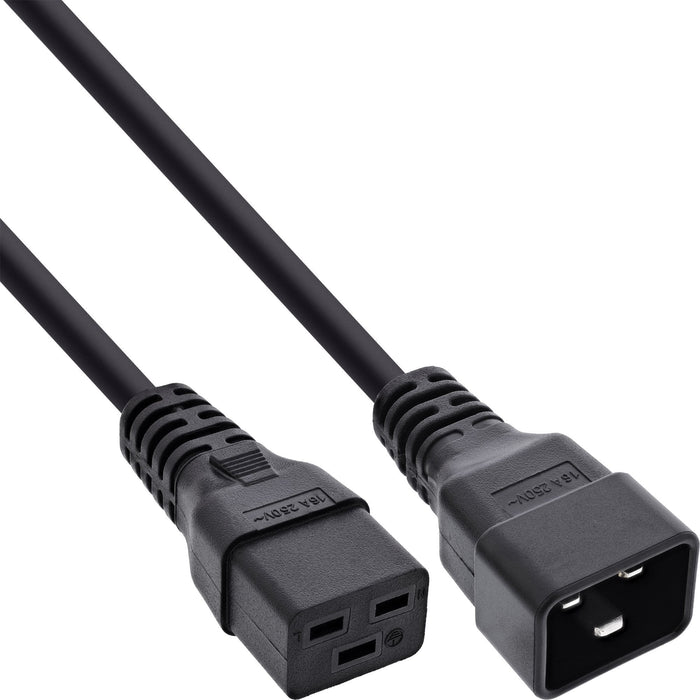 Cable De Alimentación Inline C19 A C20 3 Pines Iec Macho A Hembra Negro 1,5 M