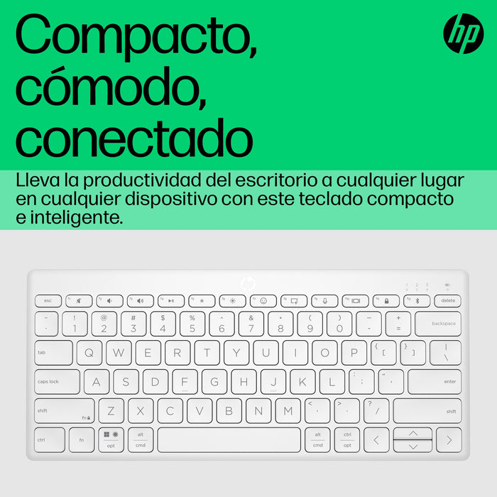 EAN 0196548516766 - HP 350 WHT Compact Multi-Device Keyboard teclado Hogar Blanco imagen 3