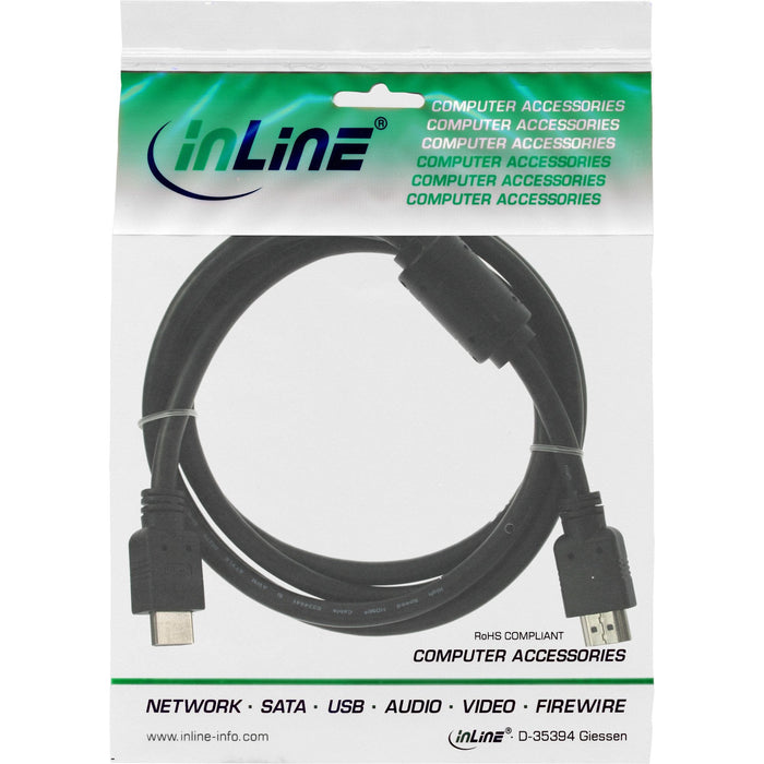 Cable Hdmi Inline Macho + Inductancia De Ferrita Negro 5m