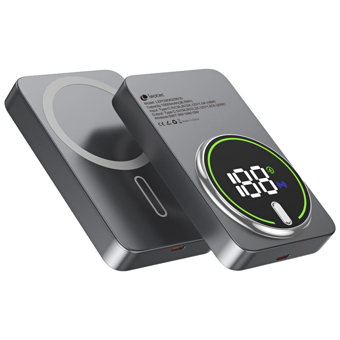 Powerbank 10000mah Leotec Lepoww20w10g 20w Wireless Gris Incluye Cable Usb Tipo-C