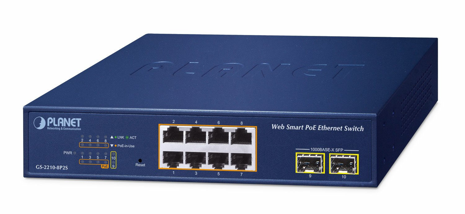 EAN 4711605287616 - PLANET 8-Port 10/100/1000T 802.3at Gestionado L2 Gigabit Ethernet (10/100/1000) Azul imagen 1