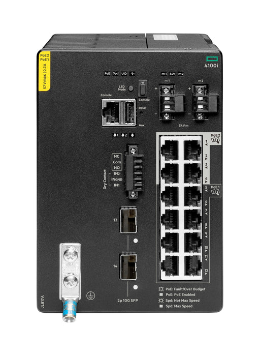 Hpe Aruba 4100i Switch 12g 8 Port Class 4 Poe And 4 Port Class 6 Poe 2 Sfp+ Layer 2 Web Gui Cli Netedit Rest Apis
