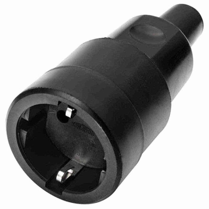 Bachmann Goma Maciza Acoplador Cee7 3 Vollgmmi Ip44 Vde, Protección Antidoblez Montable, Negro