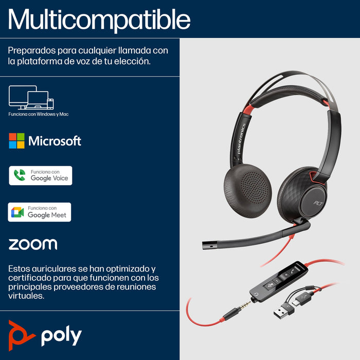 EAN 0197498837420 - HP Poly Blackwire 5220 Stereo USB-C Headset +3.5mm Plug +USB-C/A Adapter Alámbrico Diadema Llamadas/Músic imagen 4