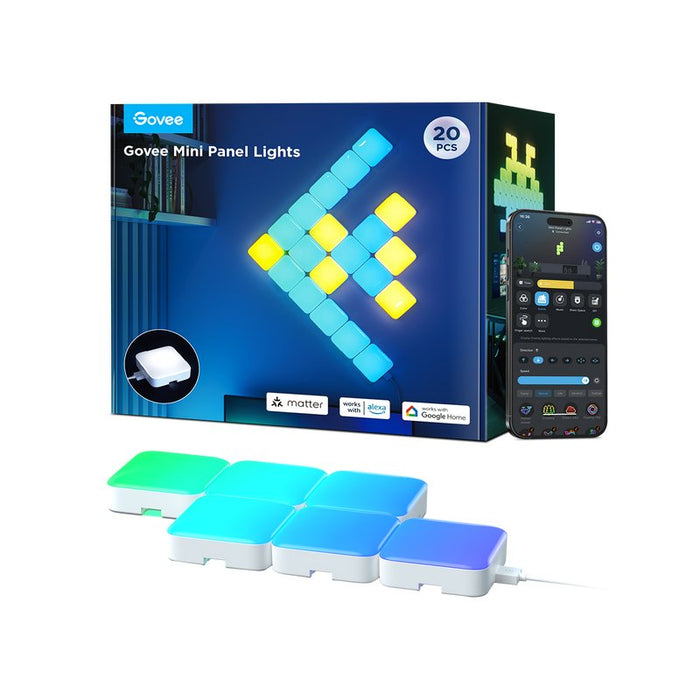Govee Smart Mini Panel Lights (Blanco, Erweiterung, 6 Stück) A6069003