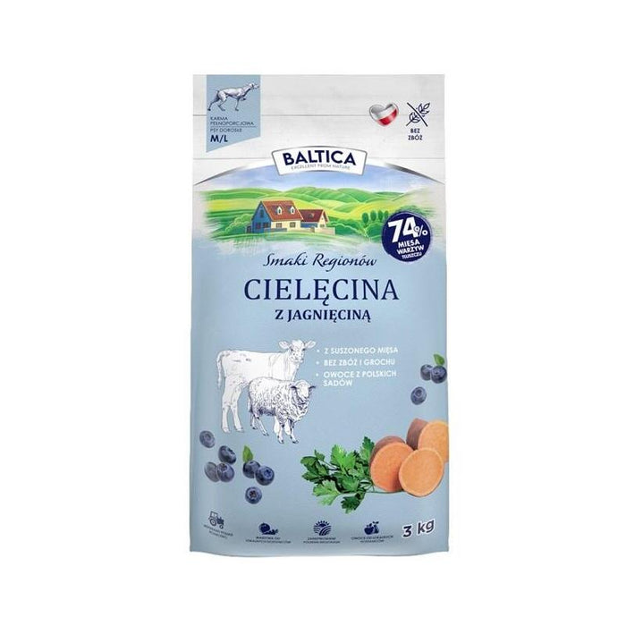 Baltica Región De Smaki Razas Medianas Y Grandes Ternera Con Cordero - Alimento Seco Para Perros - 3 Kg