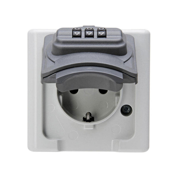 Base Fija 2p+T Tipo F Superficie Gris 16a 250v~ Con Cerradura De Combinación