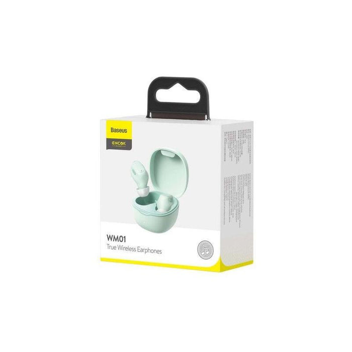 Baseus Earphone Bluetooth Encok Wm01, Upgraded Version With Voice Assitant Support (Google, Siri), Bt 5.3, Tws, Green Eu (Ngtw240006)