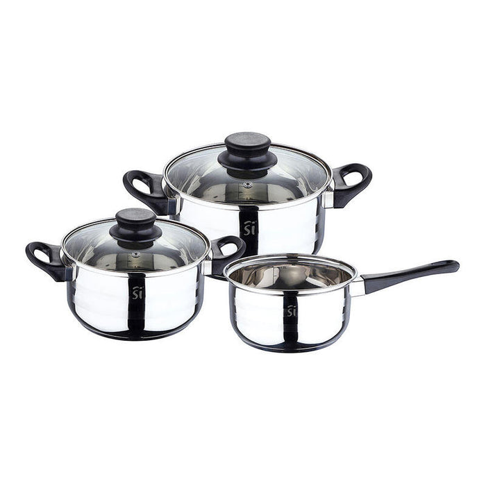 Bateria 5 Piezas De Acero Inoxidable Ind Toledo: Cazo Ø16 Cm / Cacerola Con Tapa Ø18 Cm / Cacerola Con Tapa Ø20 Cm