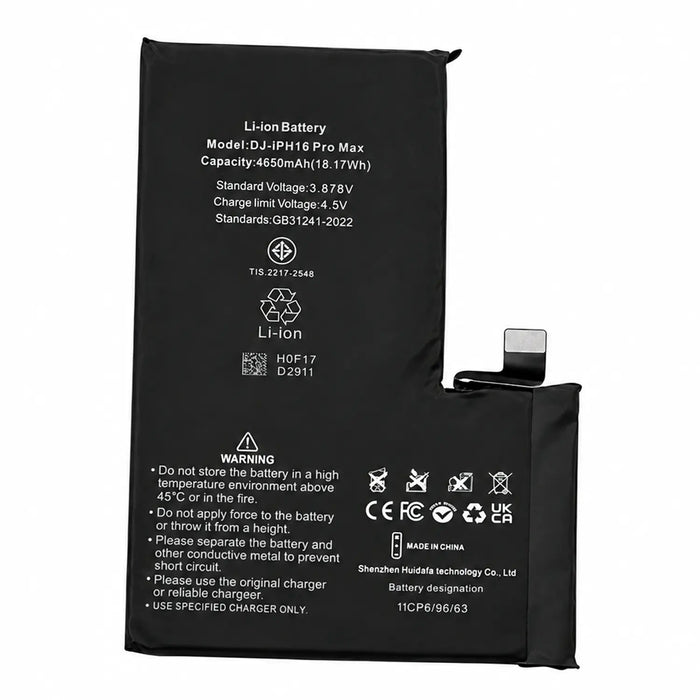Batería Para Iphone 16 Pro Max | Oem | Interna Repuesto | Adhesivo Preinstalado | Con Flex | Alta Capacidad