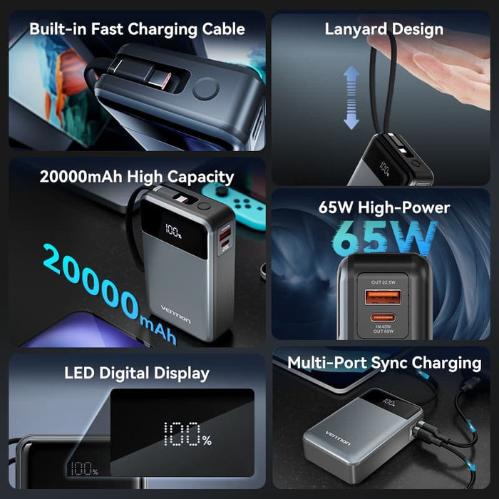 EAN 6922794788848 - Vention FHYB0 batería externa 20000 mAh Negro imagen 3