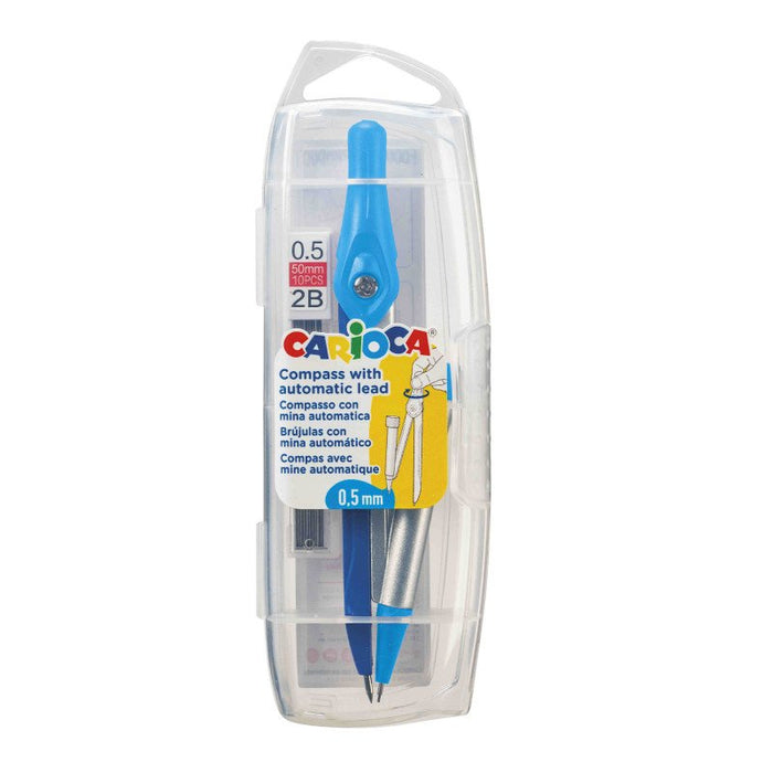 Carioca Pack De Bolsillo Compass 0.5mm + Recarga - Compas Ajustable Con Portaminas - Kit De Carga Mina Hb 0.5 -