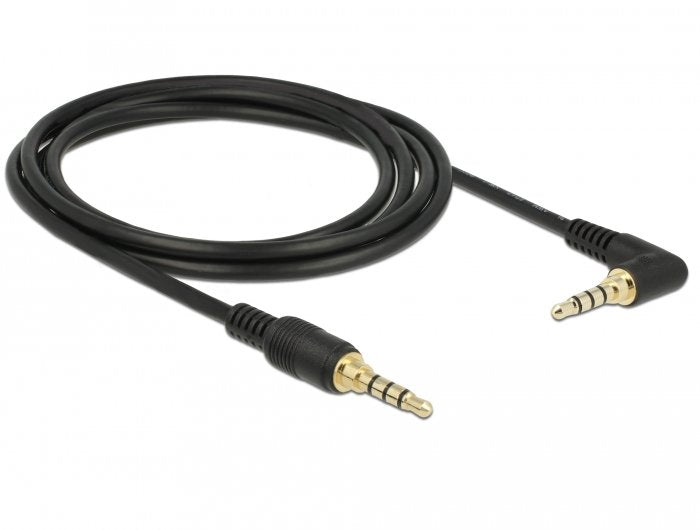 Delock 85613 Cable Estéreo De 3,5 Mm De 4 Pines Macho > Macho En Ángulo 2 M Negro
