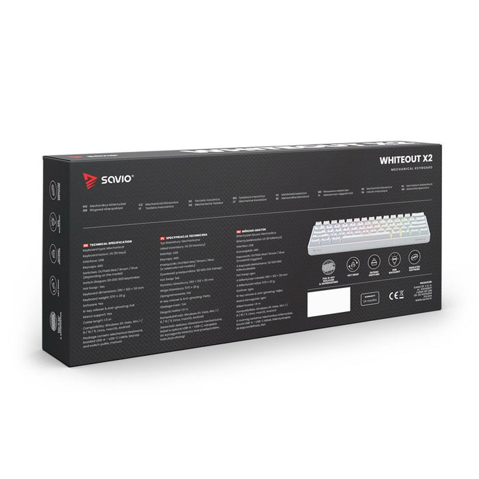 EAN 5901986048749 - Savio WHITEOUT X2 BLUE teclado Universal USB QWERTY Blanco imagen 8