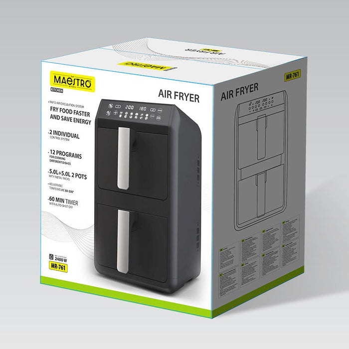 EAN 4897144673353 - Maestro MR-761 freidora Doble 10 L Independiente 2400 W Freidora de aire caliente Negro imagen 7