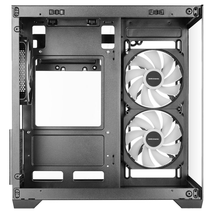 Caja Pc  Microatx Mars Gaming Mc-View3 Gpu Max 330mm Cristal Templado Panoramico Argb Usb-C Negra