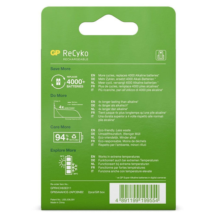 Gp Akku Aaa Micro Nimh 650 Mah 1,2v Recyko 2er Blister