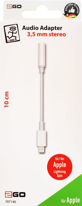 EAN 4010425971409 - 2GO 797140 cable de audio 0,1 m 3,5mm Lightning Blanco imagen 2