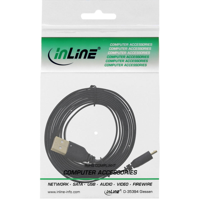 Inline Micro Usb 2.0 Cable Plano Usb A A Micro-B Negro / Dorado 0,5m
