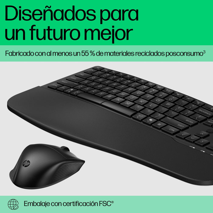 EAN 0197498230603 - HP 680 Comfort Dual-Mode Keyboard and Mouse Combo teclado Ratón incluido Hogar RF Wireless + Bluetooth Ne imagen 3