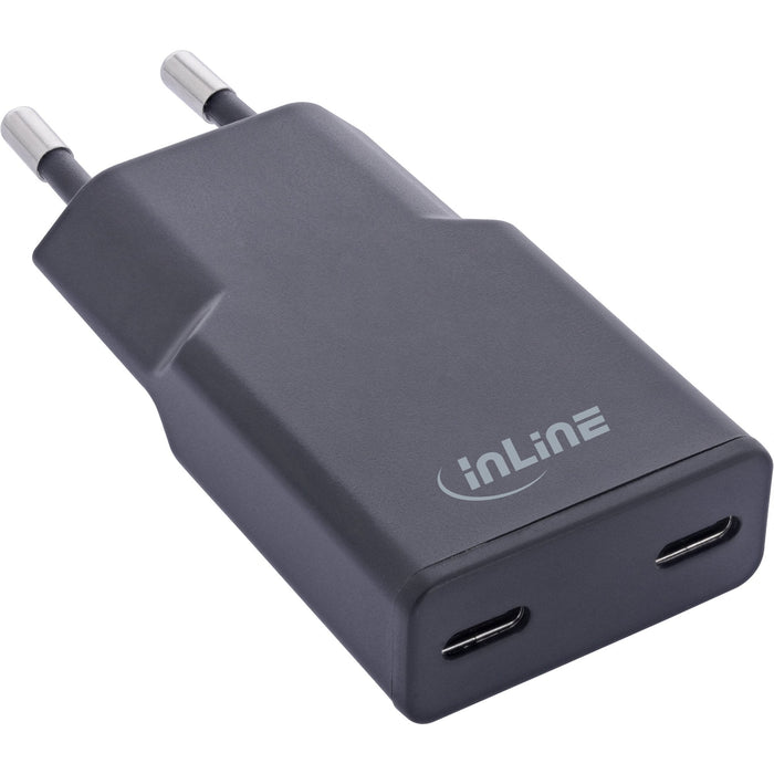 Inline® Usb Power Supply Charger Dual Usb-C, Pd, Pps, 30w, Negro