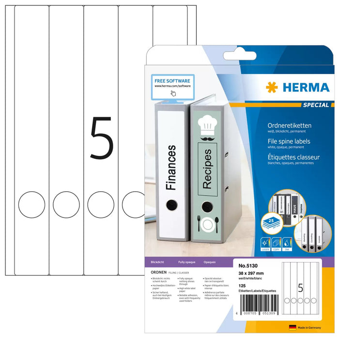 EAN 4008705051309 - HERMA 5130 etiqueta autoadhesiva Rectángulo redondeado Permanente Blanco 125 pieza(s) imagen 1