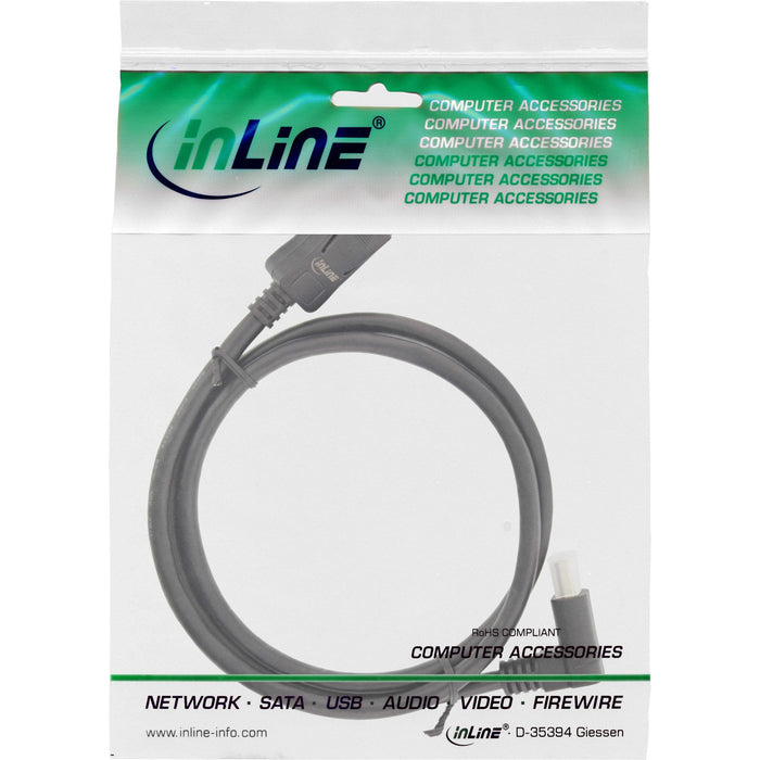Cable Inline Displayport 1.4, 8k4k, En Ángulo Hacia Abajo, Negro/Dorado, 5 M